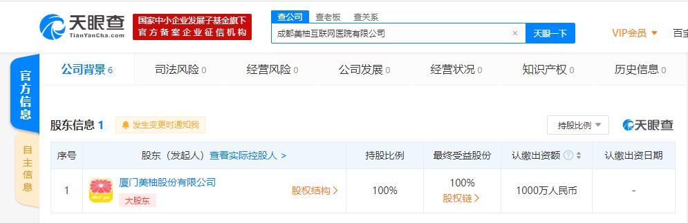 美柚关联公司在成都成立互联网医院 经营范围含第一类医疗器械销售